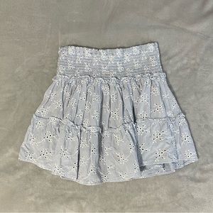 light blue floral skirt